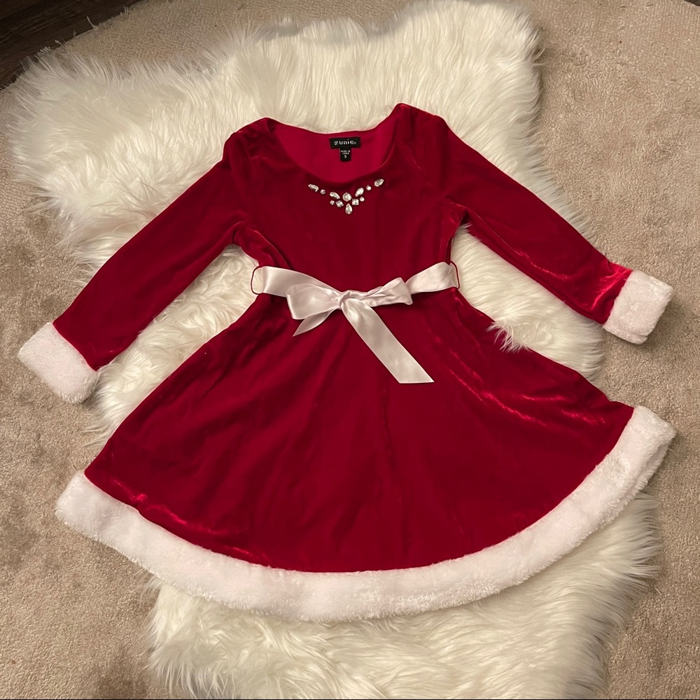 Zunie Girls velvet Christmas Santa Dress